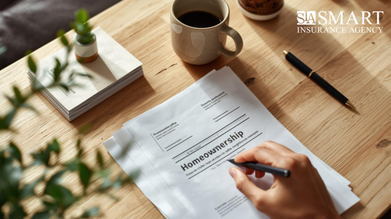 Homeowner reviewing insurance policy for home owned in a trust